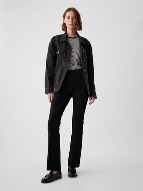 NWT $80 GAP High Rise BiStretch Flare Pants Black 6T Tall Pintuck Pleat Slim
